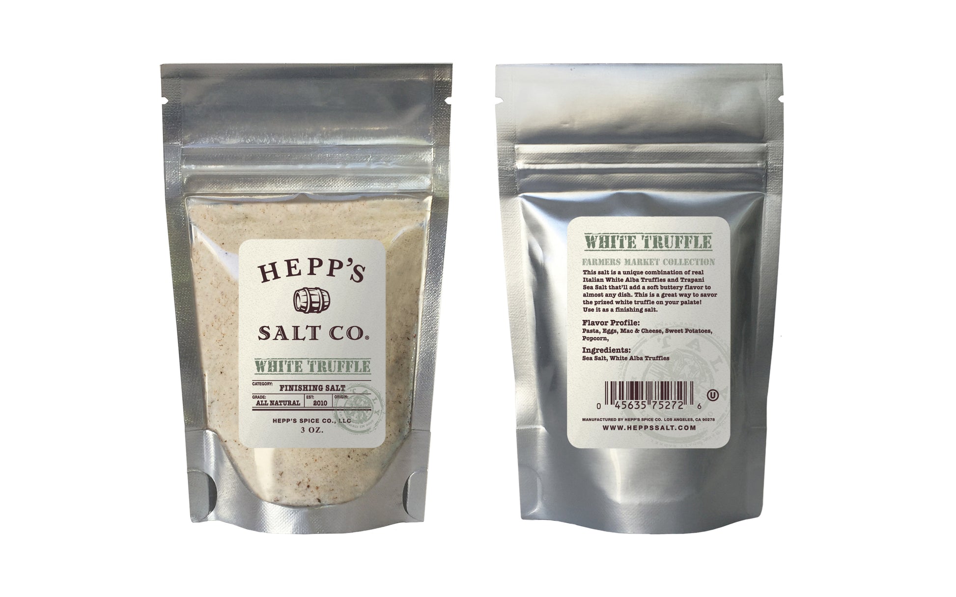 White Truffle Sea Salt 3 oz Pouch - HEPPS SALT CO. 